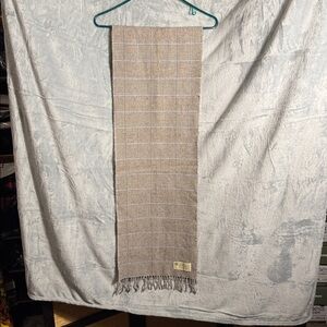 Grazalema scarf Lambs‎ Wool Checkered Fabric tan shades pure lambs wool